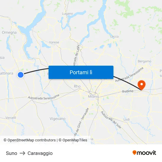 Suno to Caravaggio map