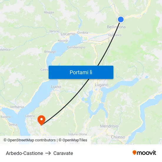 Arbedo-Castione to Caravate map