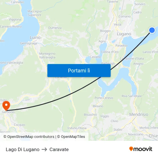 Lago Di Lugano to Caravate map