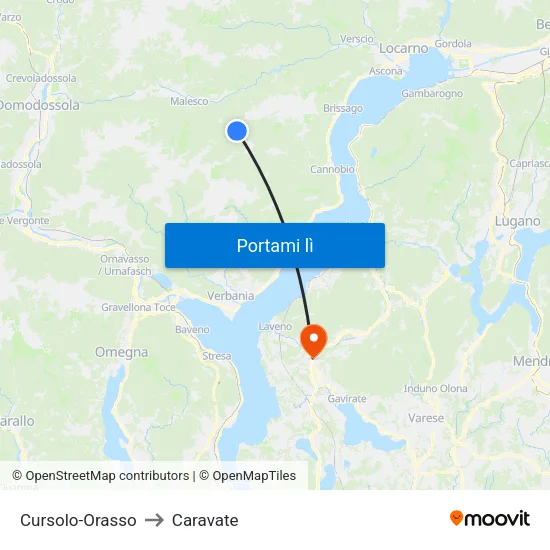 Cursolo-Orasso to Caravate map