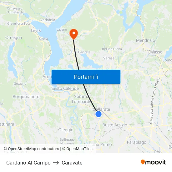 Cardano Al Campo to Caravate map