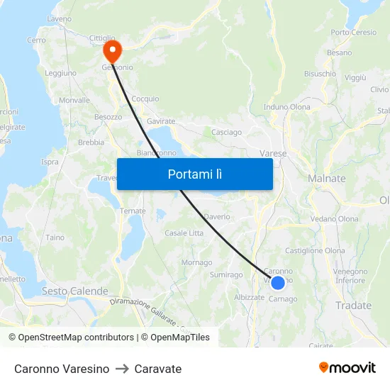 Caronno Varesino to Caravate map