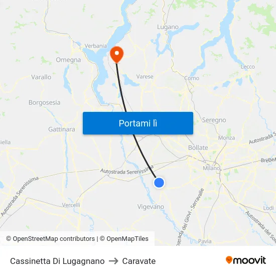 Cassinetta Di Lugagnano to Caravate map