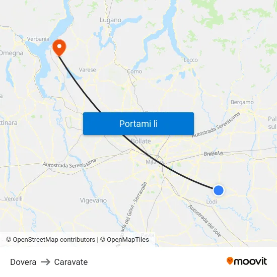 Dovera to Caravate map