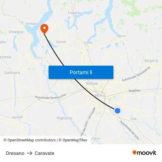 Dresano to Caravate map