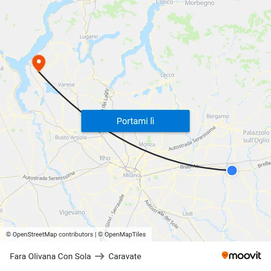 Fara Olivana Con Sola to Caravate map