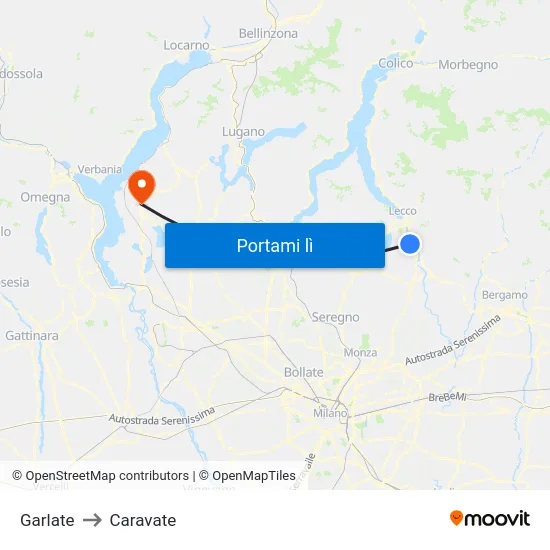 Garlate to Caravate map