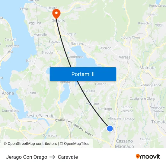 Jerago Con Orago to Caravate map