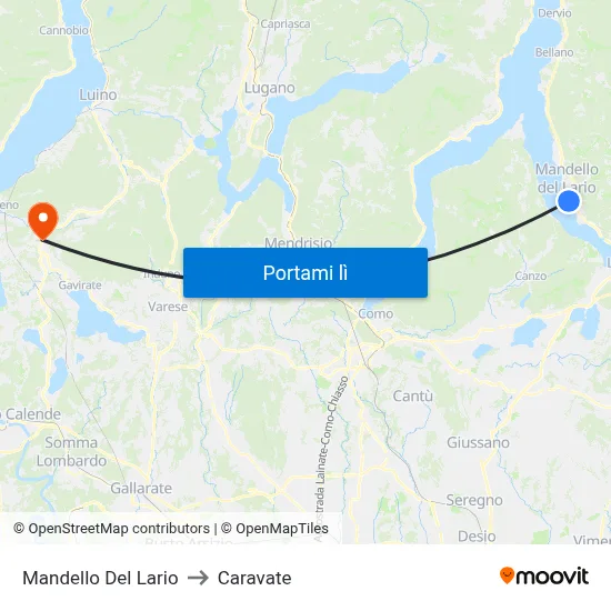 Mandello Del Lario to Caravate map