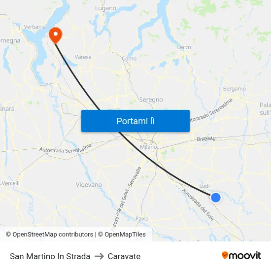 San Martino In Strada to Caravate map