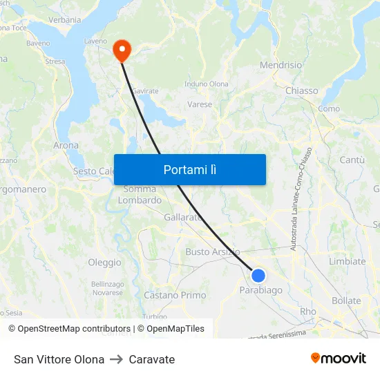 San Vittore Olona to Caravate map