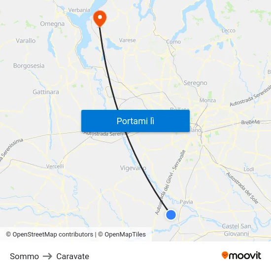 Sommo to Caravate map