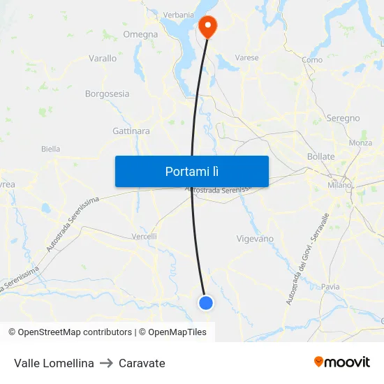 Valle Lomellina to Caravate map