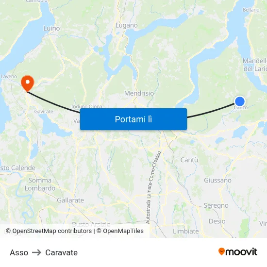 Asso to Caravate map