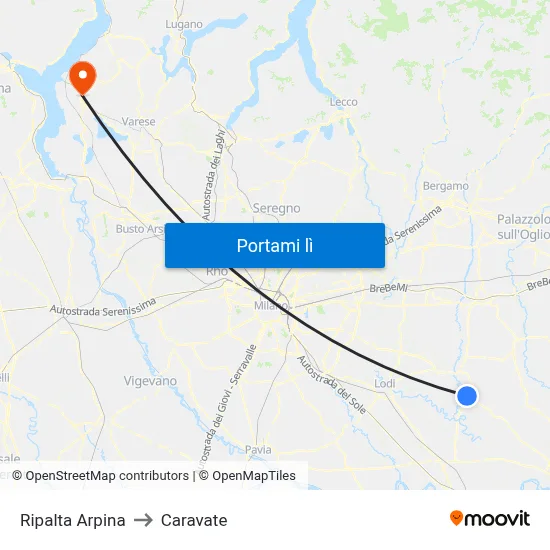Ripalta Arpina to Caravate map