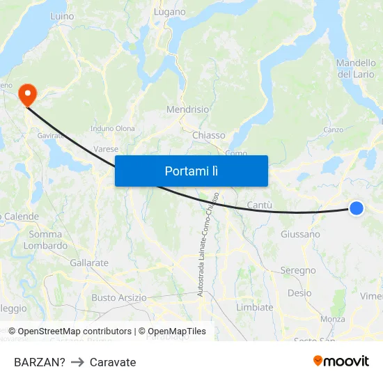 BARZAN? to Caravate map