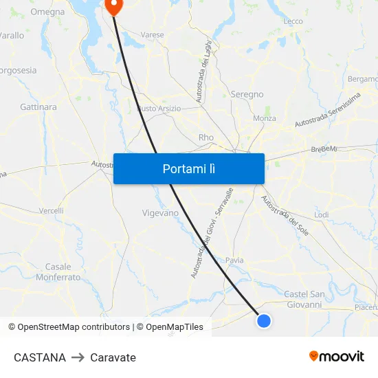 CASTANA to Caravate map