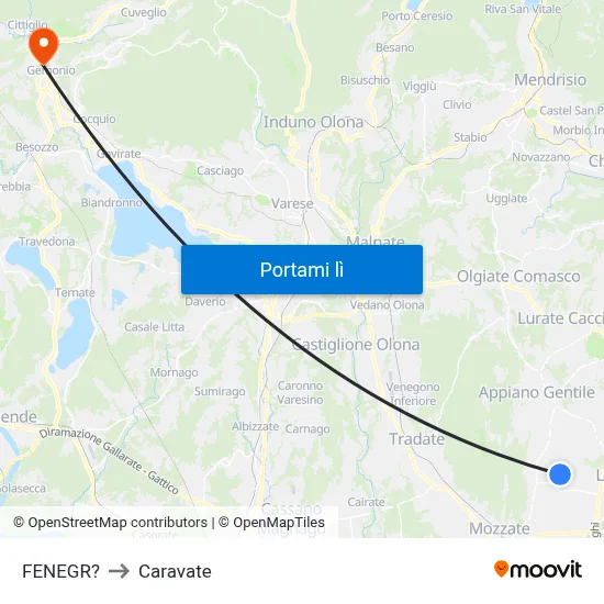 FENEGR? to Caravate map