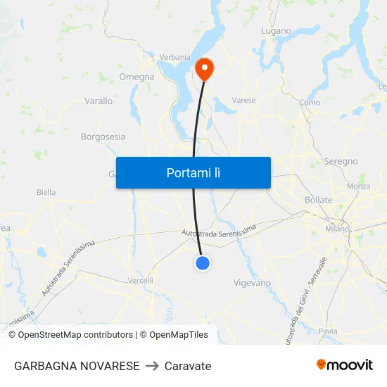 GARBAGNA NOVARESE to Caravate map