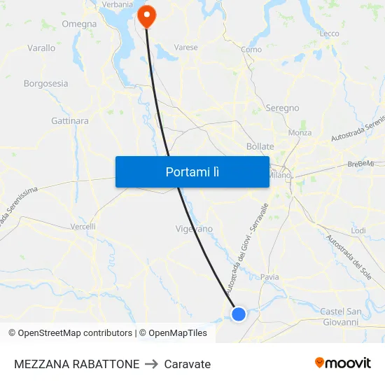 MEZZANA RABATTONE to Caravate map