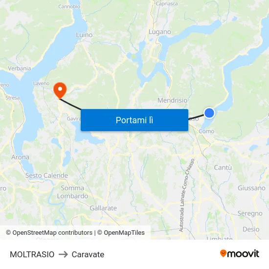 MOLTRASIO to Caravate map