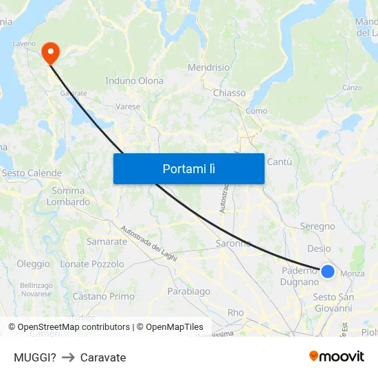 MUGGI? to Caravate map