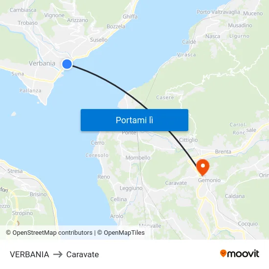 VERBANIA to Caravate map