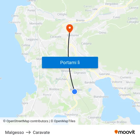 Malgesso to Caravate map
