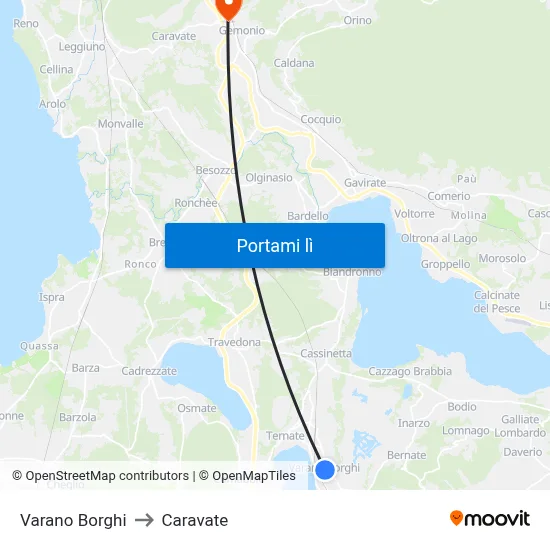 Varano Borghi to Caravate map