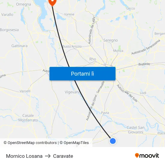 Mornico Losana to Caravate map