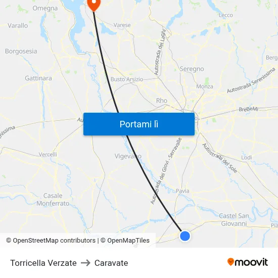 Torricella Verzate to Caravate map