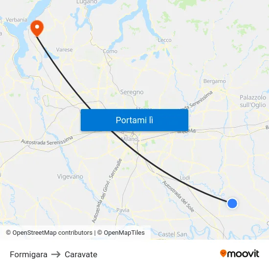 Formigara to Caravate map