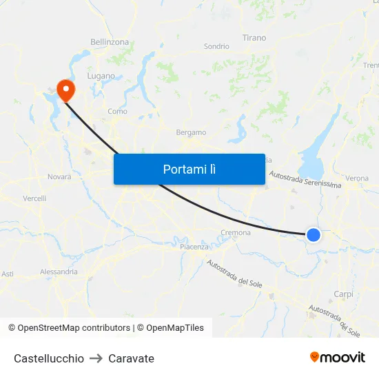 Castellucchio to Caravate map