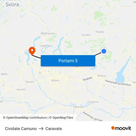 Cividate Camuno to Caravate map