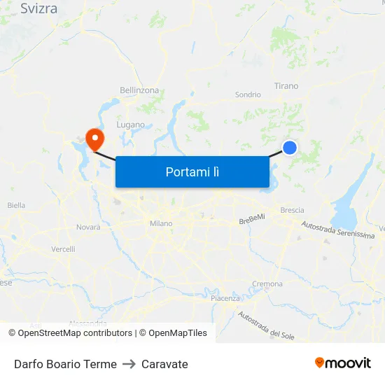 Darfo Boario Terme to Caravate map