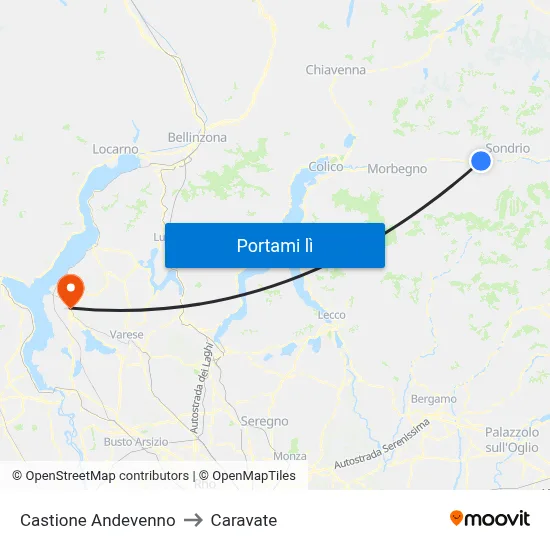 Castione Andevenno to Caravate map