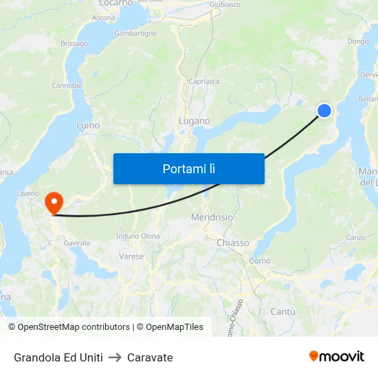 Grandola Ed Uniti to Caravate map