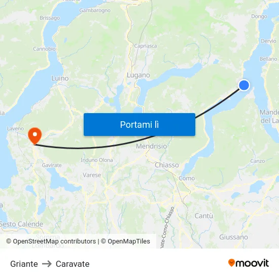 Griante to Caravate map