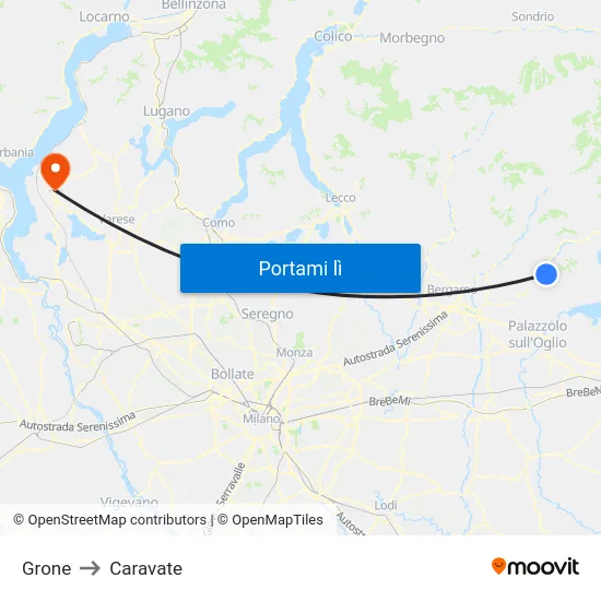 Grone to Caravate map