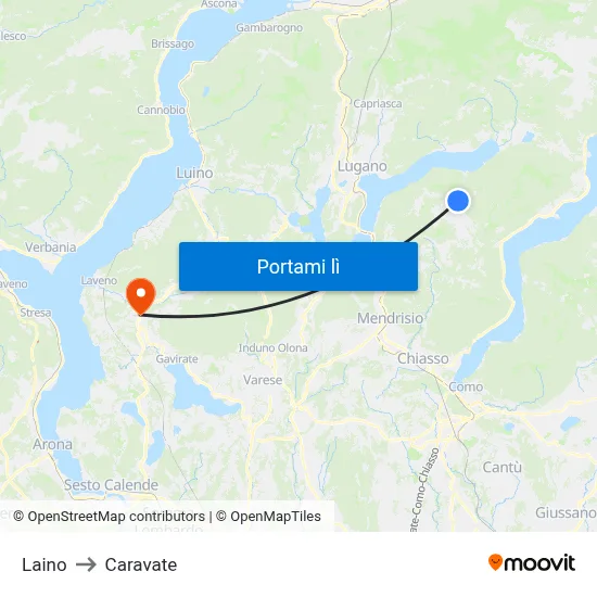 Laino to Caravate map