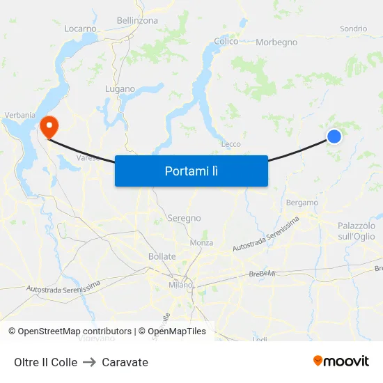 Oltre Il Colle to Caravate map