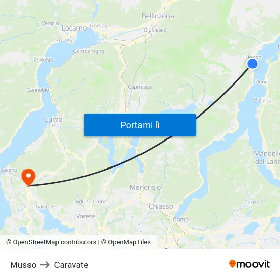 Musso to Caravate map