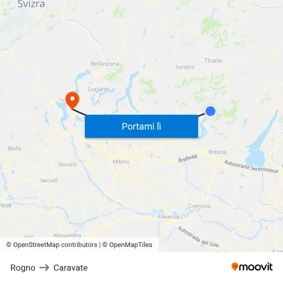 Rogno to Caravate map