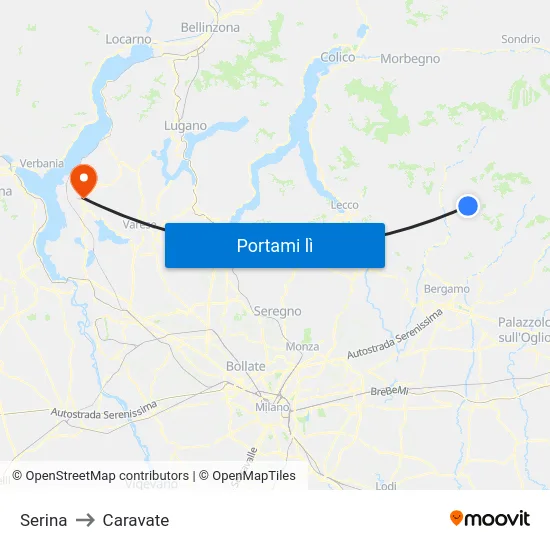 Serina to Caravate map
