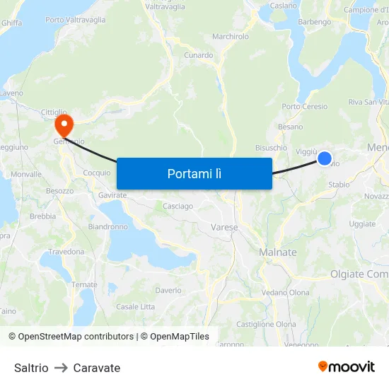 Saltrio to Caravate map
