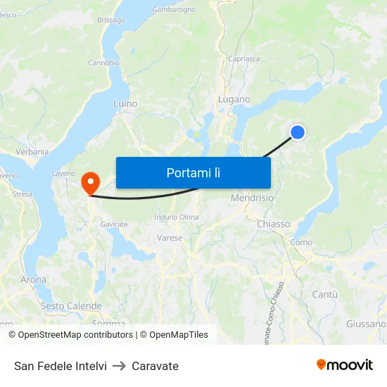 San Fedele Intelvi to Caravate map