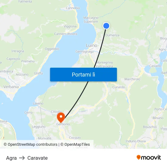Agra to Caravate map