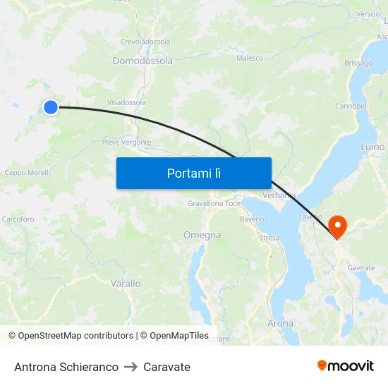 Antrona Schieranco to Caravate map
