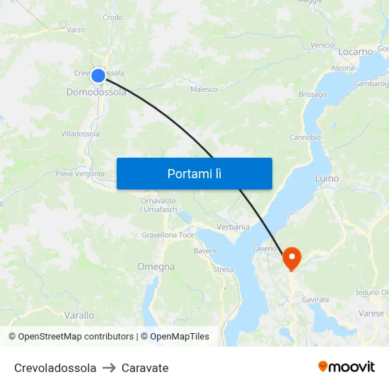 Crevoladossola to Caravate map