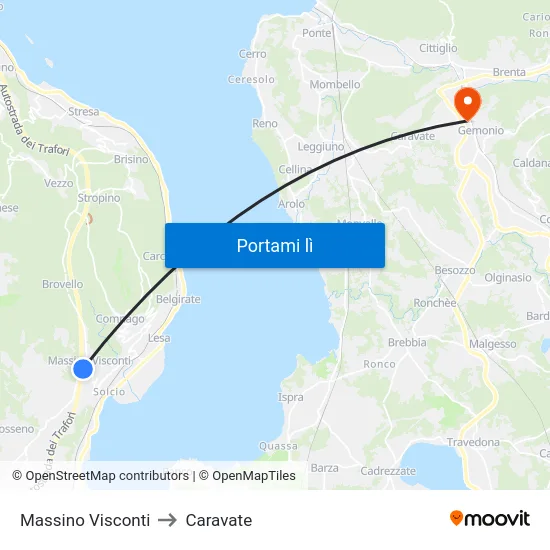 Massino Visconti to Caravate map